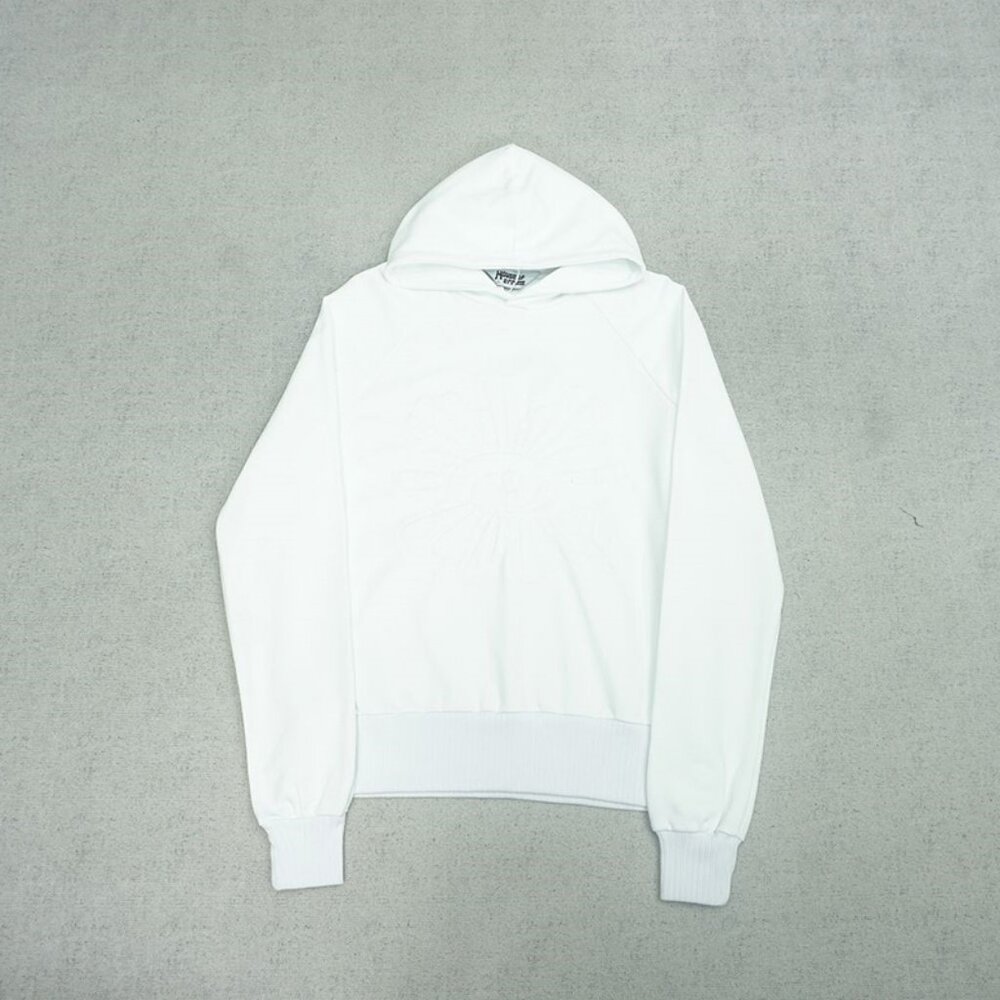 House of Errors White Tailor Thread House Of Errors Eye Embroidered Hoodie